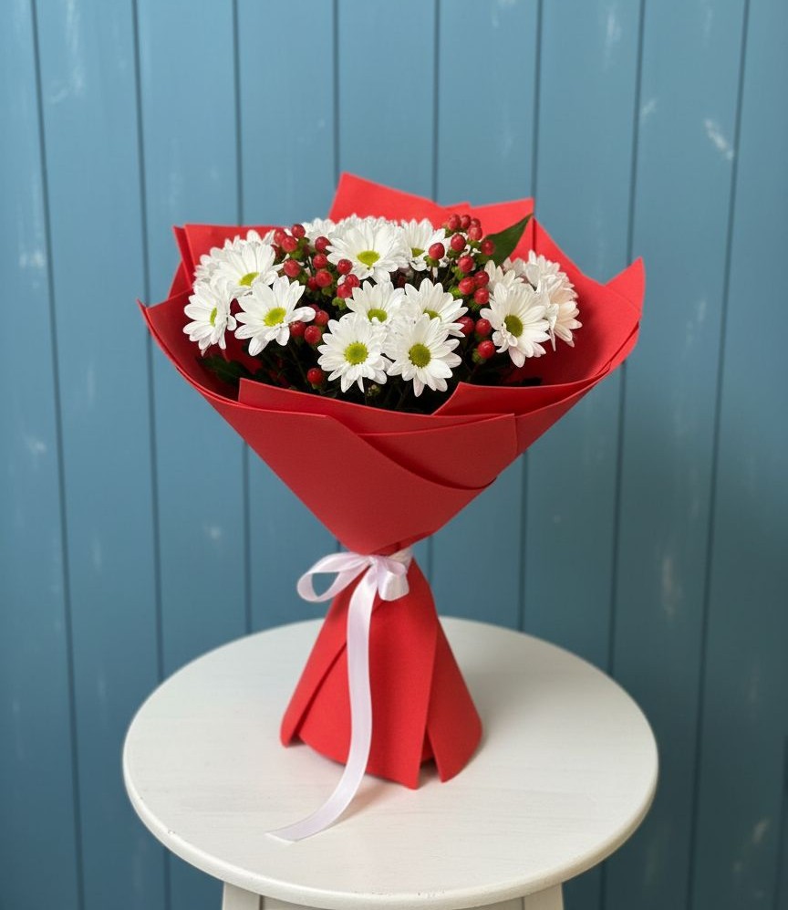 Букет ягоды на снегу в Вязниках Букет цветов из: Хризантемы в Вязниках