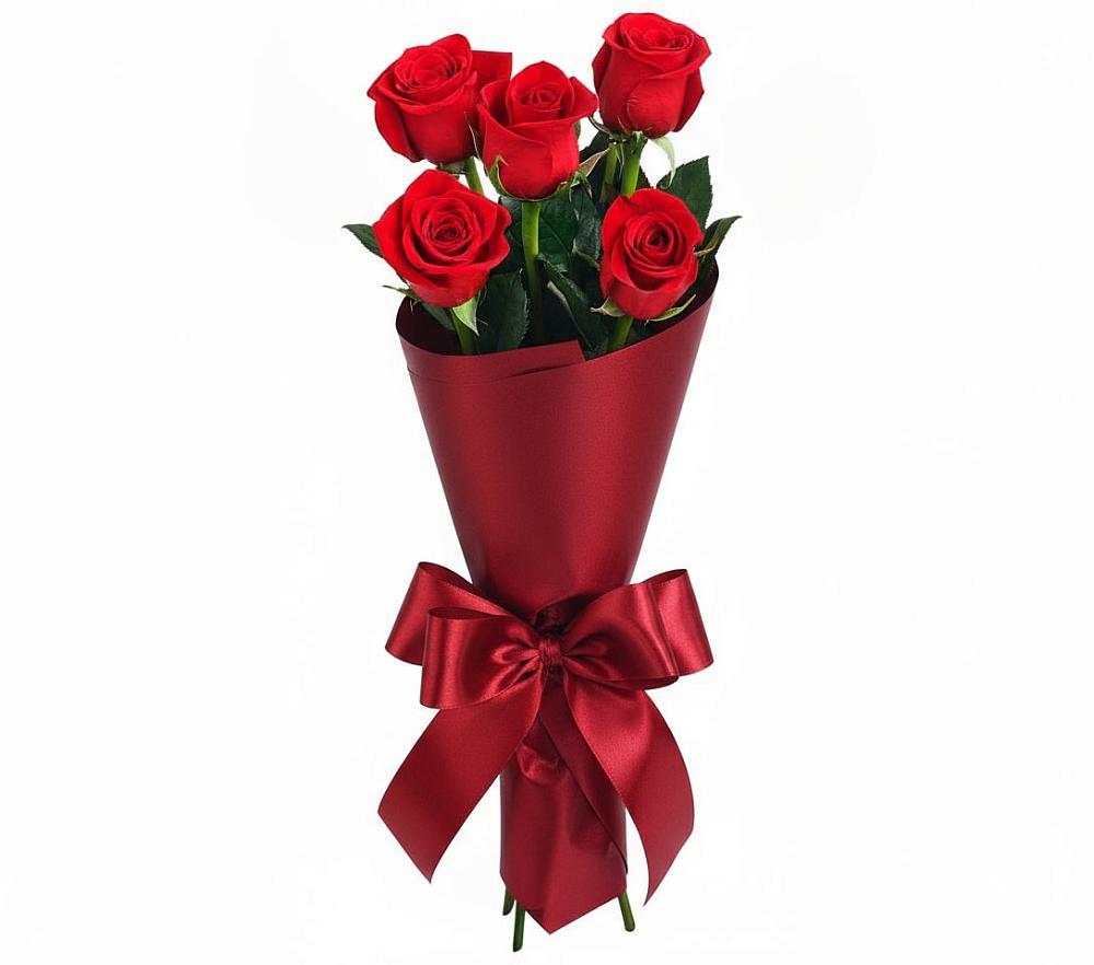 5 Красных роз Эдлесс Лав в Вязниках Букет 5 Красных роз Эдлесс Лав в Вязниках