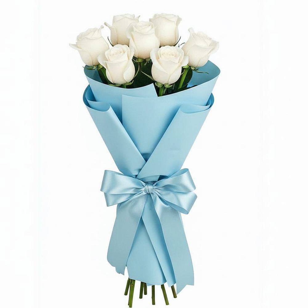 7 Белых роз Проуд в Вязниках Букет 7 белых роз Проуд в Вязниках
