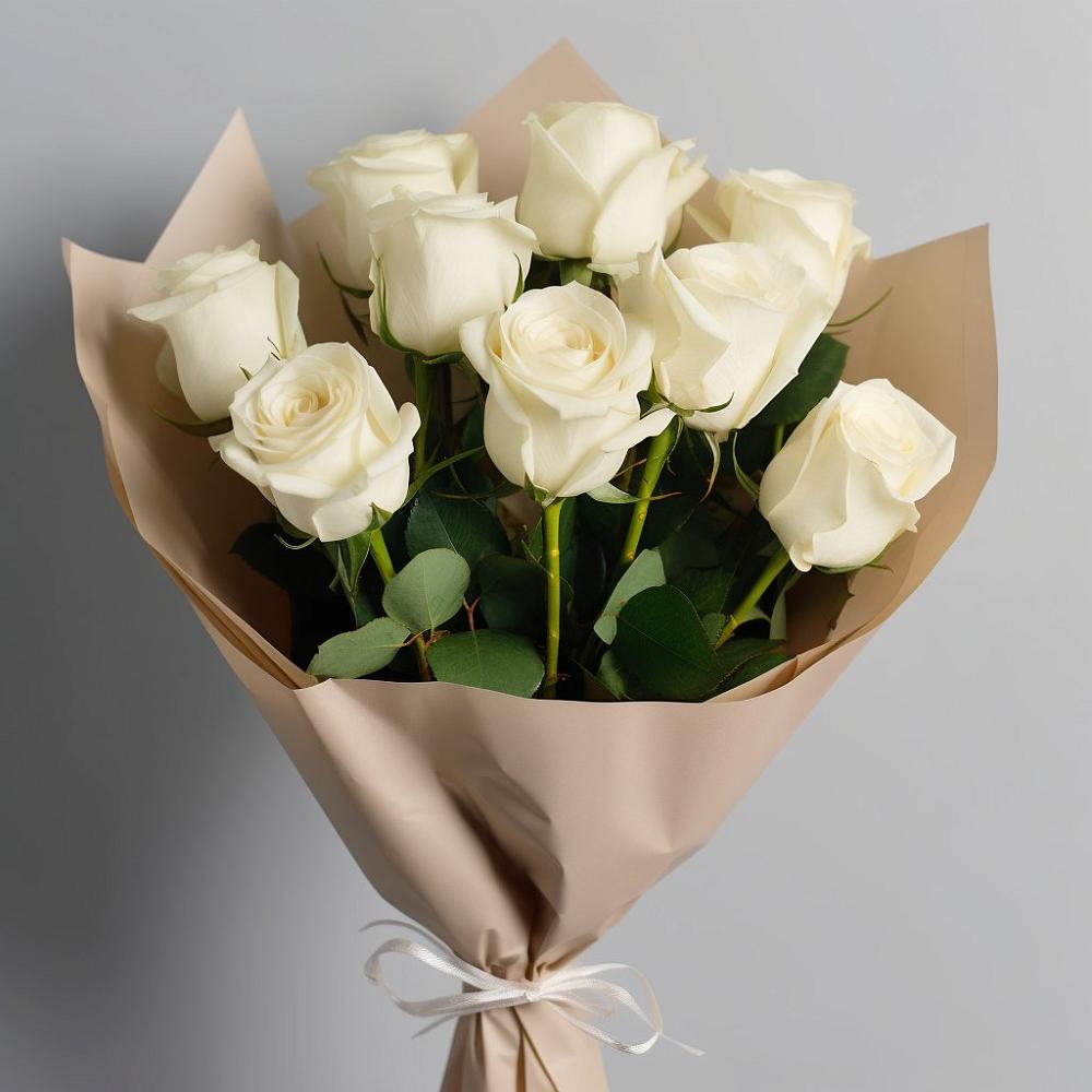 9 Белых роз Эдлесс Лав в Вязниках Букет 9 Белых роз Эдлесс Лав в Вязниках