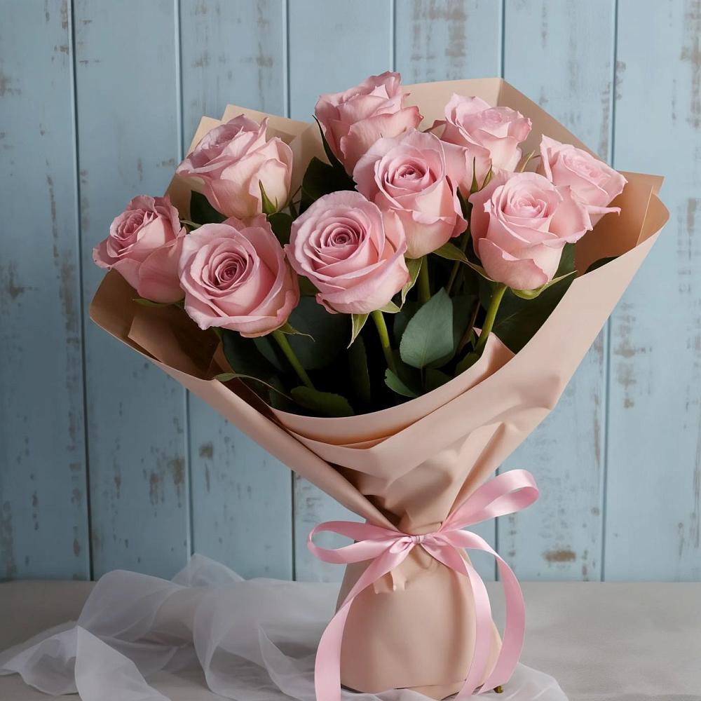 9 розовых роз в Вязниках Букет цветов из: Розы в Вязниках