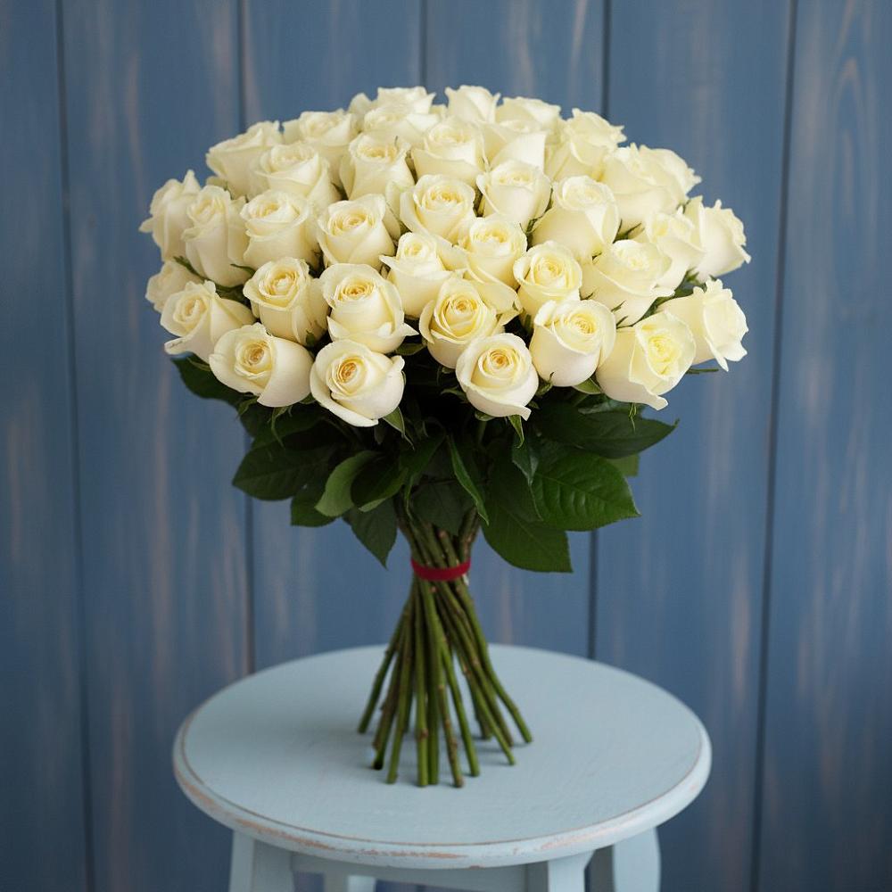 Букет 51 Белая роза Эдлесс Лав в Вязниках
