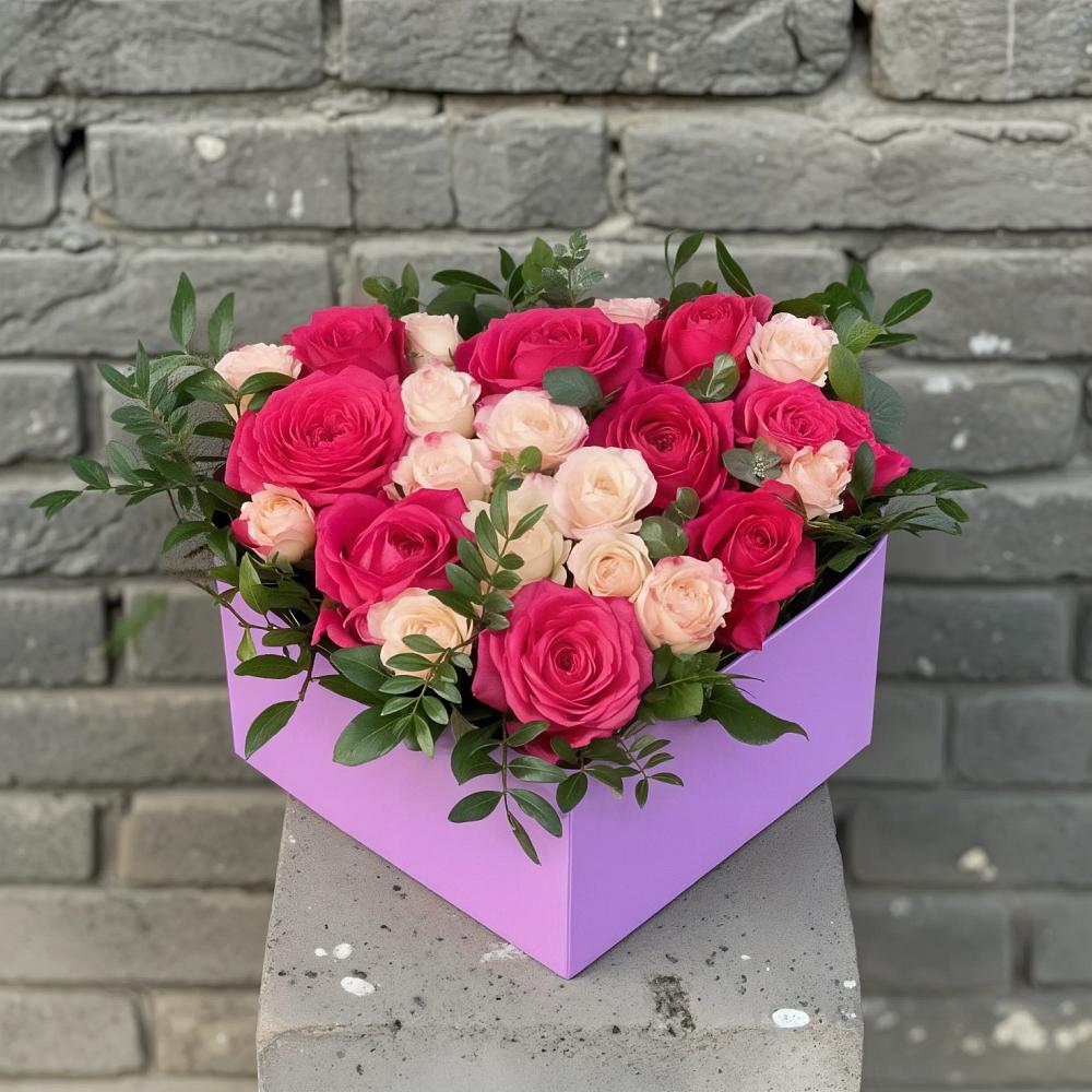 Композиция моя любовь в Вязниках Цветочная композиция из Розы в коробке в Вязниках