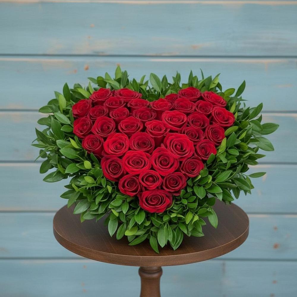 Композиция Сердце в любви в Вязниках Цветочная композиция из Розы в виде сердца в Вязниках