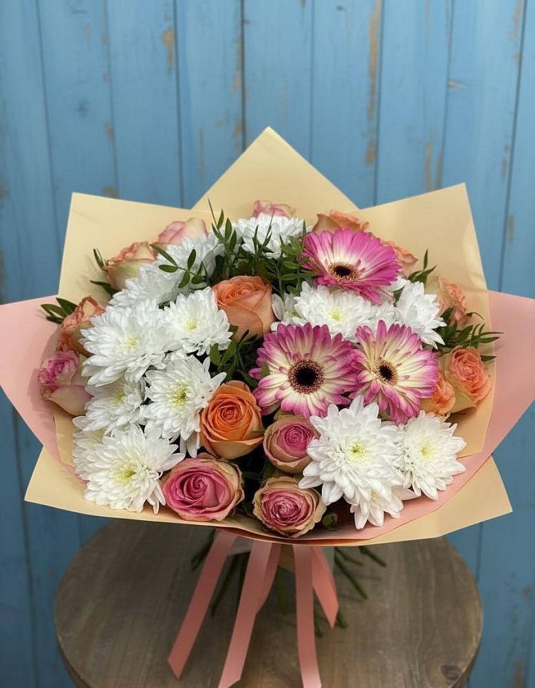 Букет цветов из: Розы, Герберы и Хризантемы в Вязниках