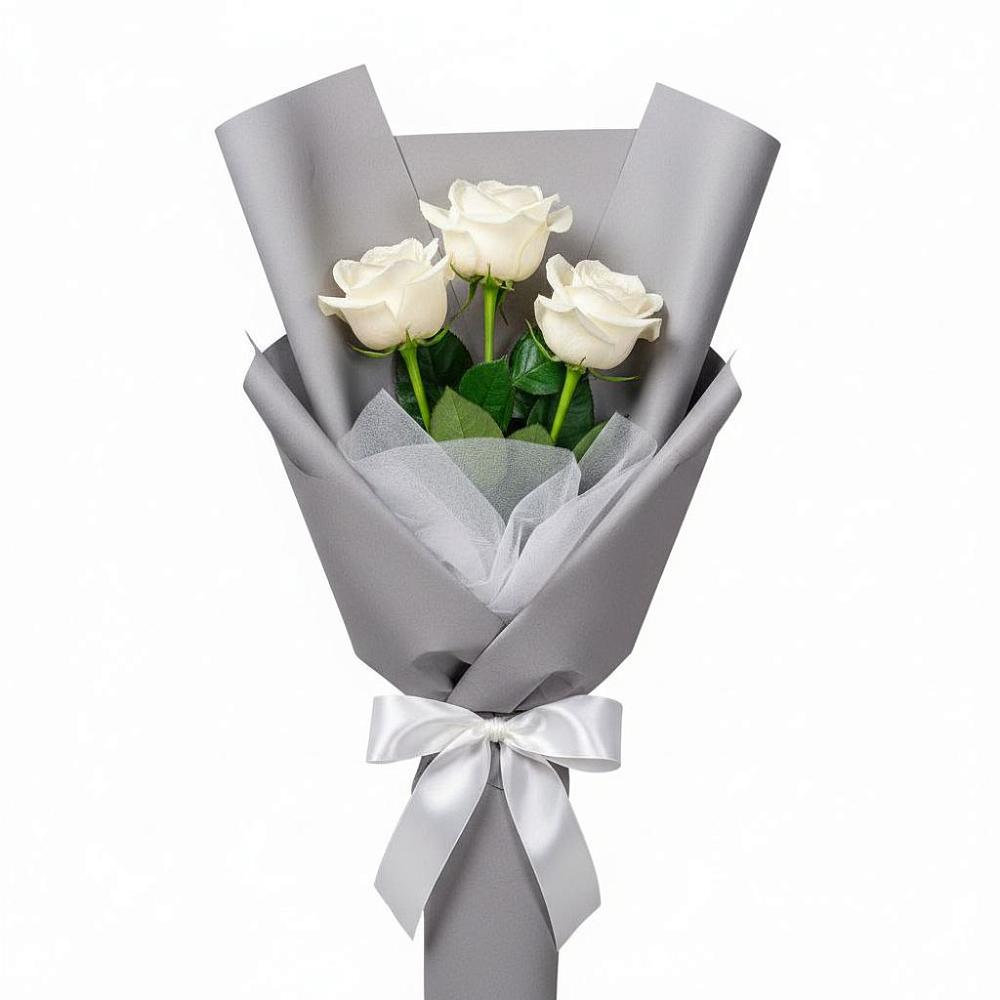 Букет 3 белые розы в Вязниках Букет 3 белые розы в Вязниках