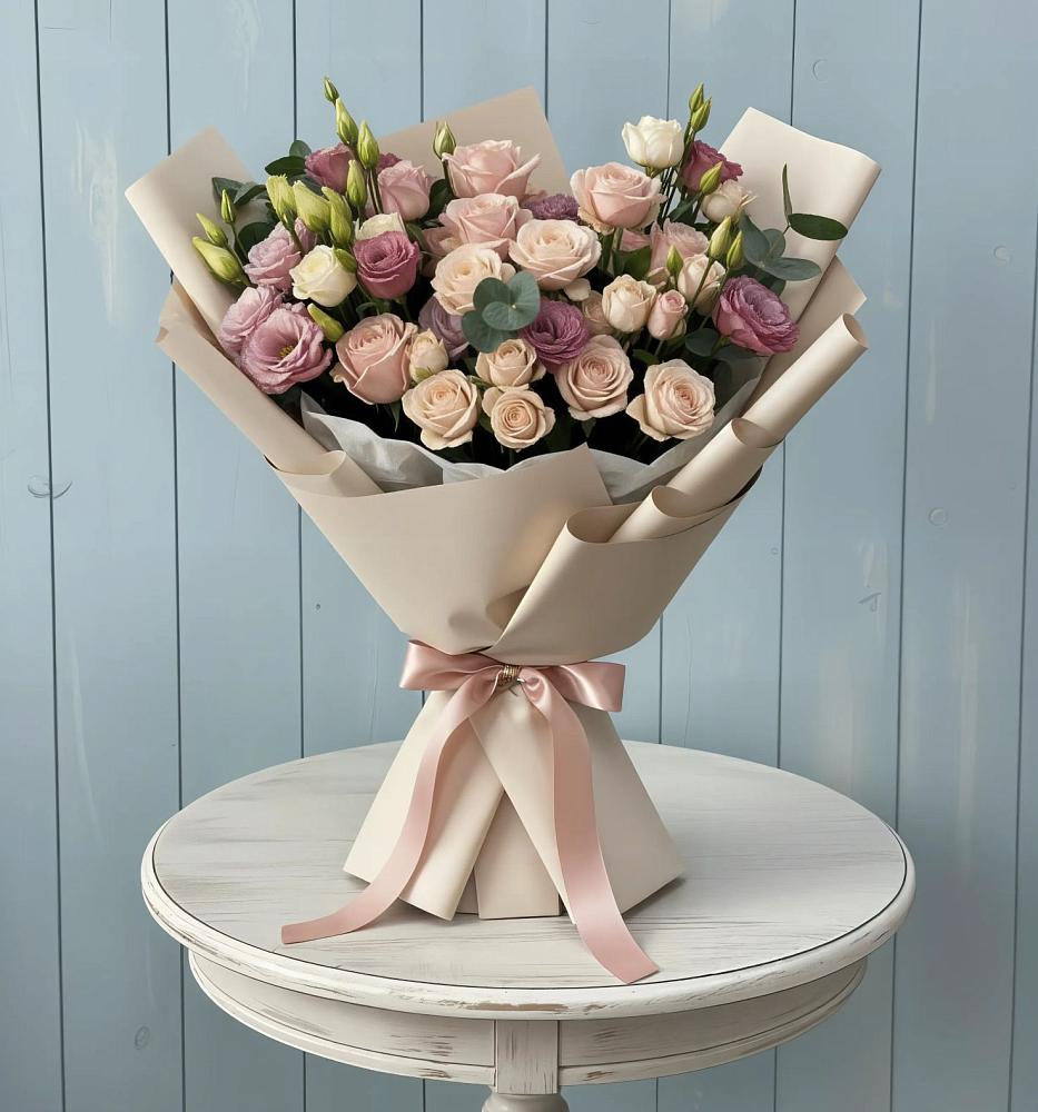 Букет цветов из: Розы и Лизиантусы в Вязниках